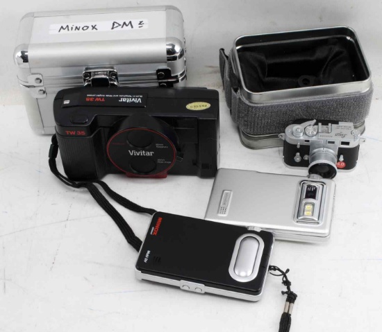 4 VINTAGE CAMERA LOT - MINI LEICA M3 MOBI DV ETC