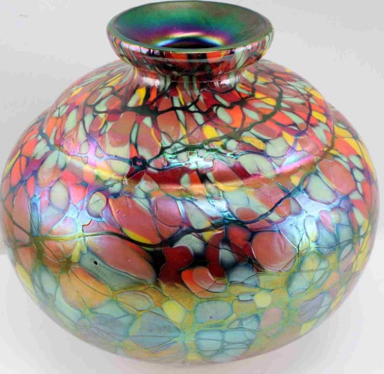 DLF DAVE LYNN FETY FENTON NUMBERED MOSAIC VASE
