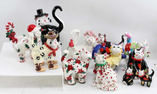 LACOMBE CAT FIGURINE COLLECTION OF 10 DIFERENT