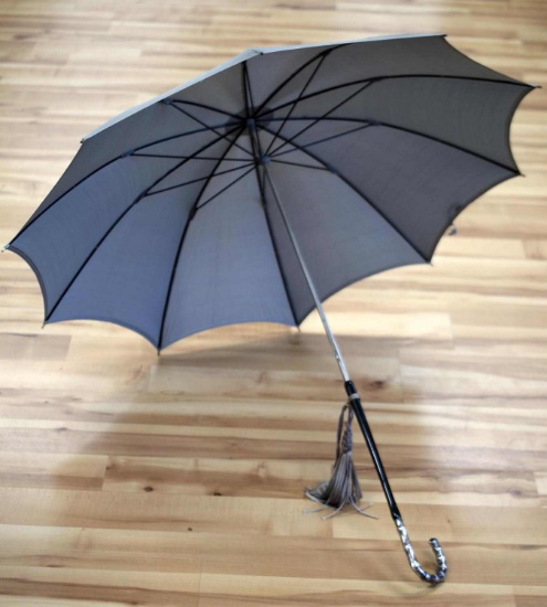 ANTIQUE GERMAN SILVER HANDLE UMBRELLA PARASOL