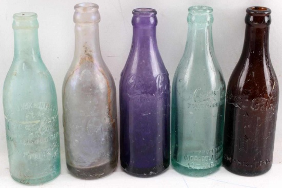 ANTIQUE STRAIGHT SIDE COCA  COLA BOTTLE LOT OF 5