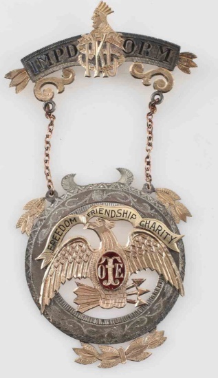 14K GOLD IMPROVED ORDER OF THE RED MAN BADGE