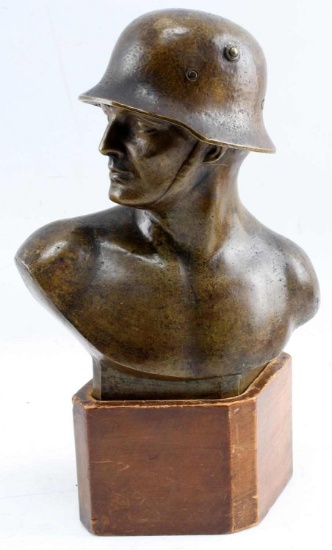 WWII GERMAN STAHLHEIM HELMET EARLY WAR BRONZE BUST