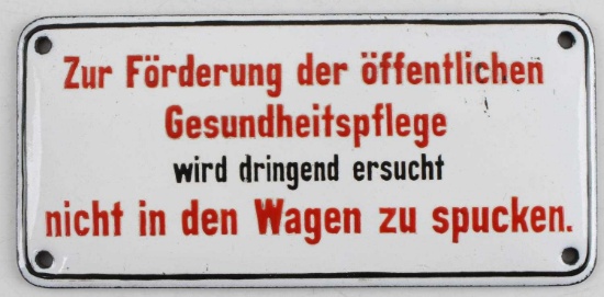WWI GERMAN LAVATORY ENAMEL SIGN PLAQUE BRING BACK