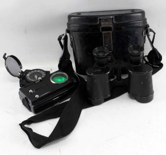 WWII GERMAN BINOCULAR COMPASS FLASHLIGHT LOT