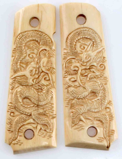 COLT 1911 IVORY DRAGON DESIGN GRIP SET