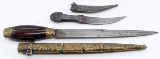 PERSIAN TURKISH KNIFE LOT OF 2 WITH SCABBARDS