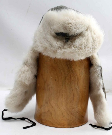 WWII GERMAN THIRD REICH WINTER ARMY RABBIT FUR HAT