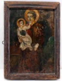 17TH C RUSSIAN ICON CHRIST CHILD & ST ANTHONY