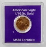 1999 1/10 OUNCE AMERICAN GOLD EAGLE COIN MS66