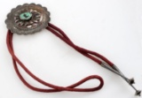 OLD PAWN BOLO STERLING SILVER AND TURQUOISE