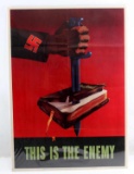 WWI 1943 THIS IS THE ENEMY PROPAGANDA POSTER
