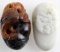 LOT OF TWO DRAGON CARVED STONES QUARTZ SOAPSTONE