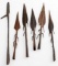 LOT OF SIX AFRICAN BARBED METAL SPEARS TIPS