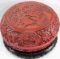 LARGE CHINESE MOLDED FAUX CINNABAR LAQUER BOX