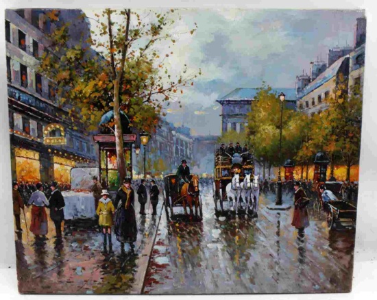 OIL ON CANVAS IMPRESSIONISTIC FRENCH CITYSCAPE