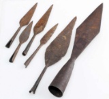 LOT OF SIX AFRICAN METAL SPEARS TIPS