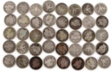 US SILVER BARBER QUARTER COIN LOT OF 40 GOOD MIX