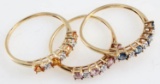 10K YELLOW GOLD COLORED STONE STACK RING SET