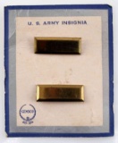 WWII UNITED STATES 2ND LT BARS ON GEMSCO CARDBOARD