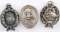 LOT OF 3 WWI GERMAN IMPERIAL PANZER BADGES