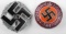 WWII GERMAN THIRD REICH SWASTIKA BADGES LOT OF 2