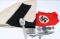 WWII GERMAN THIRD REICH FLAG AND BADGE LOT OF 10