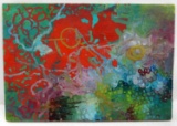 UNFRAMED OIL ON CANVAS COLORFUL ABSTRACT PAINTING