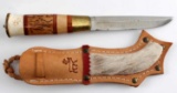 SCANDINAVIAN SCRIMSHAWED REINDEER CAMP KNIFE