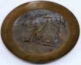 VINTAGE BRASS WALL HANGING PLATE NATIVE AMERICAN