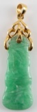 18KT GOLD AND CARVED GREEN JADE PENDANT