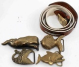 FISH AND WHALE VINTAGE BRASS BELT BUCKLE LOT