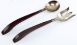 STERLING SILVER ROSEWOOD SERVING SPOON AND FORK
