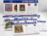 NFL AFL SUPER BOWL PATCHES & GAME STATS LOT OF 11