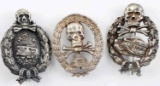 LOT OF 3 WWI GERMAN IMPERIAL PANZER BADGES