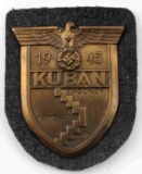 WWII THIRD REICH KUBAN SHIELD ON LUFTWAFFE CLOTH