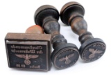 SET OF 3 WWII GERMAN HAND STAMPS WAFFEN SS ETC
