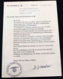 WWII GERMAN SS HONOR RING CITATION HIMMLER SIGN