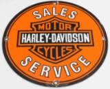 HARLEY DAVIDSON MOTOR CYCLE SALES PORCELAIN SIGN