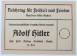 WWII GERMAN 1933 ADOLF HITLER VOTING BALLOT