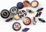 WWII GERMAN MILITARY ENAMELED PARTY PINS LOT OF 16