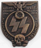 WWII GERMAN WAFFEN SS 1933 GRUPPA FRANKFURT BADGE