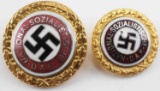 WWII GERMAN SS NSDAP GOLDEN PARTY BADGES LOT OF 2