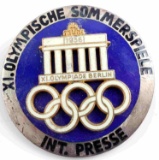 WWII GERMAN SS OLYMPICS INTERNATIONAL PRESS BADGE