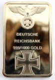 WWII GERMAN FACSIMILE DEUTSCHE REICHBANK GOLD BAR