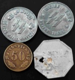 WWII GERMAN THIRD REICH WAFFEN SS COIN LOT OF FOUR