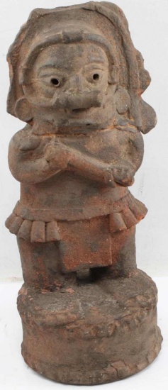 PRE COLUMBIAN CLAY FIGURE STANDING WARRIOR JALISCO