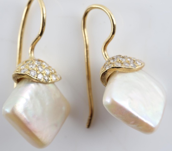 YVEL FRESHWATER PEARL 18K GOLD & DIAMOND EARRINGS