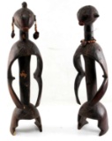 LOT OF TWO AFRICAN CARVED FEMALE & MALE FIGURES