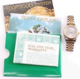 ROLEX OYSTER DATE JUST ROMAN NUMERAL WRISTWATCH